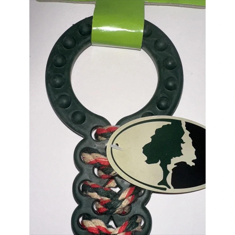 Mossy Oak Forever Pals Dog Rope Tug Toy Double‎ Ring Rubber Green Multi NWT